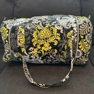 Vera Bradley Black and Yellow Floral Large Duffel Bag